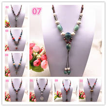 Fashion Ceramics Beads Pendant Ethnic Long Necklace Chain DIY Jewelry Style Color U Pick 2024 - buy cheap