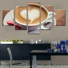 Impresiones en lienzo HD para decoración de sala de estar, póster artístico de café Modular para cocina, restaurante, arte de pared, imágenes enmarcadas, 5 piezas 2024 - compra barato