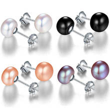 Genuine Natural Freshwater Pearl Earrings For Women Fashion Charm Luxury 925 Sterling Silver Jewellery Earring Stud Holiday Gift 2024 - buy cheap