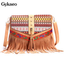 Gykaeo 2022 Vintage Women Messenger Bags For Women's Ethnic Style Tassel Shoulder Bag Ladies Retro Crossbody Bag Bolsa Feminina 2024 - buy cheap