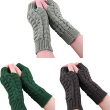 Autumn Winter Arm Warmers Women Combing Fine Wool Fingerless Gloves Thick Soft Knitted Woolen Arm Warmers Thumb-hole Arm Sleeve 2024 - buy cheap