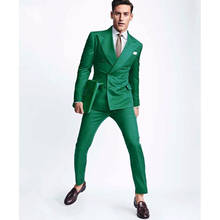 Latest Coat Pant Designs Green Men Suit Slim Fit 2 Piece Double Breasted Tuxedo Custom Groom Wedding Party Prom Blazer Masculino 2024 - buy cheap