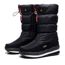 Botas de nieve con plataforma para mujer, zapatos antideslizantes impermeables de felpa gruesa, cálidos, a la moda, de piel, para invierno, JXX11 2024 - compra barato