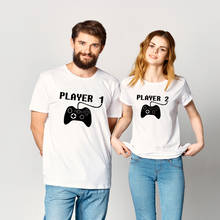 Playera de manga corta para hombre y mujer, camisa a juego para parejas, playera para el Día de San Valentín, regalo de aniversario, 1 jugador 2 2024 - compra barato