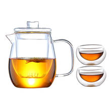 Heat Resistant Glass Tea Pot And Cup Set Glass Teapot With Filter Puer Tea Chinese Kung Fu Tea Set Flower Teapot Kettle mug 2024 - buy cheap