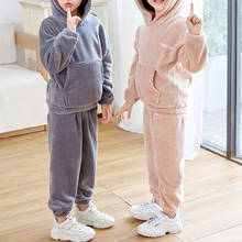 Pantalones informales para niños y niñas, pantalón grueso de forro polar, holgado, cálido, bordado, para Primavera e Invierno 2024 - compra barato