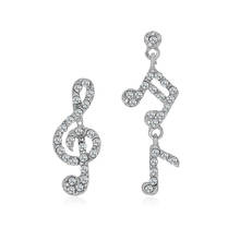 Korean Asymmetrical Beating Musical Note Studs Earrings for Women Female Full Rhinestone Ear Stud Silver Color Earings Jewelry 2024 - buy cheap