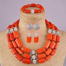 Хорошее качество, нигерийские оранжевые коралловые бусы, Африканское ожерелье, свадебные ювелирные наборы 2024 - купить недорого
