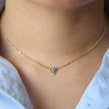 Collar con cuentas de ópalo de Fuego Azul para mujer, joyería de moda, collar de chica delicada minimalista, promoción 2024 - compra barato