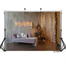 Feliz natal árvore luz da corda cama piso de madeira pano de fundo decoração do bebê recém-nascido fotografia photocall photo studio adereços 2024 - compre barato