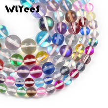 WLYeeS-Cuentas redondas de colores mixtos para fabricación de joyas, abalorios sueltos de purpurina de piedra lunar de cristal para fabricación de joyas, pulsera DIY, collar de 15 pulgadas, 6/8/10mm 2024 - compra barato