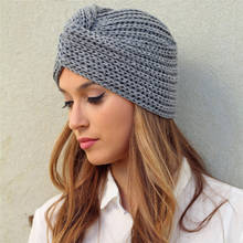 Muslim inner hijab caps bohemia turban cashmere cross wrap head Indian hat wool knitting hijab bonnet turbante cap ready to wear 2024 - buy cheap