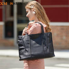 XMESSUN-Bolso de hombro de piel auténtica para mujer, bolsa de mano informal de gran capacidad para compras, diseño de moda, bolsas de viaje para vacaciones 2024 - compra barato