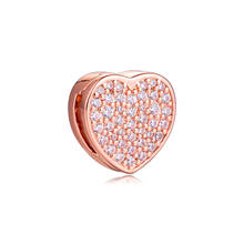 DIY Fits for Pandora Charms Bracelets Rose Reflexions Pave Heart Clip Beads 100% 925 Sterling-Silver-Jewelry Free Shipping 2024 - buy cheap