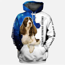 Fnginger spaniel moletom 3d com capuz, pulôver engraçado masculino para mulheres, suéter com estampa de animal engraçada 02 2024 - compre barato