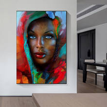 Pinturas en lienzo de Arte de Mujer Africana abstracta de ojos azules en la pared, carteles e impresiones artísticos de mujer negra, imágenes artísticas para decoración del hogar 2024 - compra barato