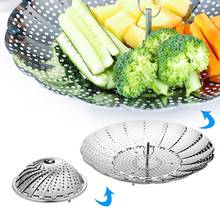 Stainless Steel Silver Folding Collapsible Vegetable Food Fish Steamer Plate Tray Pastry Bun Steaming Stocked Cooking Tools 2024 - buy cheap
