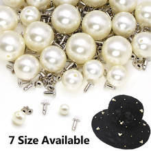 100/50/10Sets Pearl Rivets Studs Clothes Pearl White Round Spikes For Clothes DIY Imitation Pearl Bead For Pants/Wedding Veil 2024 - buy cheap