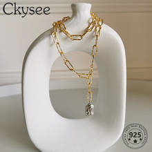 Ckysee-collar de plata de ley S925 con colgante de retrato dorado, cadena, dijes finos simples, diseño de plata 925 2024 - compra barato