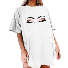 Eyelashes Eyes Print Funny Women T-shirt Drop Shoulder Loose Summer Tee Shirt Femme Half Sleeve Casual Tops Clothes for Ladies 2024 - buy cheap