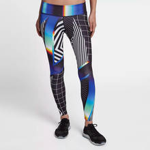 Mesh Stripe Pattern Printed 2018 Sexy Fashion Leggings Women Workout High Waist Polyester Legging 2024 - buy cheap