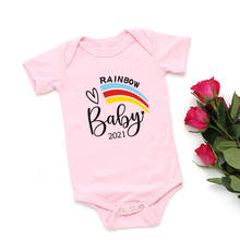 Pregnancy Announcement Baby 2021 Newborn Baby Bodysuits Cute Rainbow Print Baby Summer Rompers Cotton Body Baby Boy Girls Onesie 2024 - buy cheap
