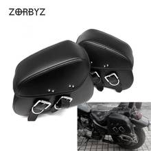 1 par de bolsa alforge para motocicleta, bolsa universal preta durável de couro pu para motocicleta, bolsa tipo alforge para harley 2024 - compre barato