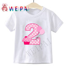 Футболка детская с мультяшным принтом «I Am 2», милая одежда для детей на день рождения, забавная рубашка для мальчиков и девочек 2 года, подарок для малышей 2024 - купить недорого