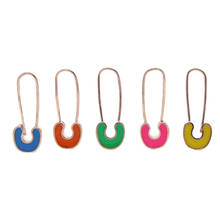 Neon Enamel Safety Pin Earring For Women Blue Pink Orangle Yellow Green Colorful Women Jewelry 2024 - купить недорого