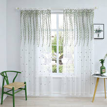 Embroidery Leaves Tulle Curtain Voile Screen Sheer Curtain for Living Room Bedroom Valance Drape Door Window Tulle Curtain Decor 2024 - buy cheap