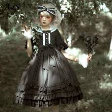 Vestido de lolita gótico anbenser, peça feminina estilo vitoriano medieval, preto, princesa, vintage, com laço 2024 - compre barato