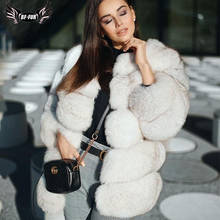 2022 Fashion Real Fox Fur Coat For Women O-Neck Natural Pelt Genuine Blue Fox Fur Jacket Woman Fur Coats Luxury Winter Overcoat 2024 - buy cheap