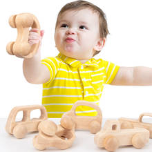 Juego de coches de madera para niños pequeños, minivehículo de juguete, fácil de sujetar, autobús resistente y seguro, bloques de madera de haya, Montessori, regalos de navidad 2024 - compra barato
