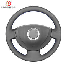 LQTENLEO Black Artificial Leather Car Steering Wheel Cover For Renault Clio 2 2001-2012 Logan Sandero Symbol Twingo 2 2009-2015 2024 - buy cheap