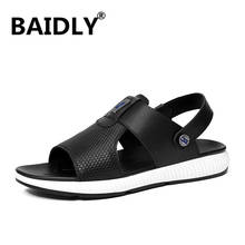 Men Summer Sandals Real Leather Shoes Black White Outdoor Gladiator Sandals Comfortable Mens Shoes Casual Men's Slippers 2024 - buy cheap