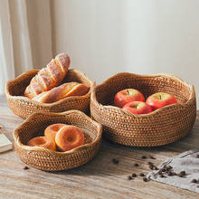 Rattan Storage Basket Snacks Fruit Bread Basket Handmade Woven Organizer Kitchen Desktop Sundries Storage Container Home Decor 2024 - buy cheap