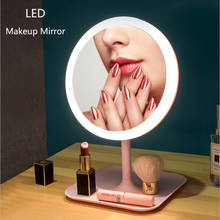 Espelho de maquiagem com luz led, espelho de preenchimento de luz, desktop de beleza feminino, espelho de penteado portátil com luz 2024 - compre barato