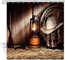 Western Shower Curtain, American Western Background with Cowboy Boot and Hat Background Bathroom Curtain Shower Curtain Bathroom 2024 - buy cheap