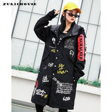 ZURICHOUSE-gabardina con capucha para mujer, cortavientos con estampado de grafiti, ropa de calle de Hip-hop, estilo oversize, Otoño, 2021 2024 - compra barato