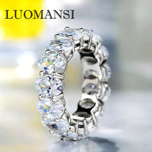 Luomansi s925 prata esterlina anel de diamante de alto carbono 5*7mm pombo ovo zircônio anel de diamante 2020 jóias de luxo 2024 - compre barato