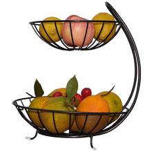 Wrought Iron Double Layer Fruit Basket Metal Fruit Basket Banana Hanger Holder Organizer Metal Fruit Basket Kitchen Supplies 2024 - buy cheap