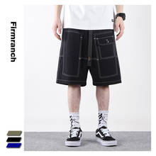 Firmranch New Summer Men Loose Short Cargo Pants Multi Pockets Top Stitching Design Elastic Waist Casual Trousers Fifth Shorts 2024 - buy cheap
