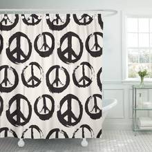 Abstrato símbolo da paz o sinal pacifistas monocromático feito cortina de chuveiro tecido à prova dwaterproof água 72x72 polegadas conjunto com ganchos 2024 - compre barato