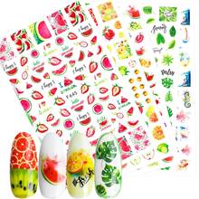 3D Strawberry Fruits Nail Art Stickers Watermelon Lemon Nail Sliders Decals Adhesive Transfer Foils Summer Decoration FT345 2024 - buy cheap