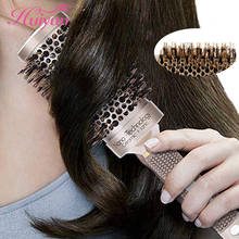 Huiyun escova de cabelo redonda para salão de beleza, pentes para cabeleireiro, escova de cabelo cacheado, barril de ferro de cerâmica para ferramentas profissionais de enrolamento 2024 - compre barato