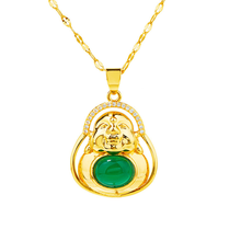 Indian Buddha Pendant 24K Gold Link Chain Necklaces for Women Men Micro Inlay Crystal Iced Out Rapper Lucky Buddhism Jewelry 2024 - buy cheap