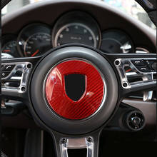 Pegatina decorativa para volante de fibra de carbono para Porsche Macan Panamera, accesorios de Cayenne, novedad de 718 2024 - compra barato