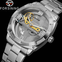 FORSINING-Reloj de pulsera automático para hombre, accesorio masculino resistente al agua con mecanismo automático de movimiento, complemento deportivo mecánico de marca de lujo con esqueleto transparente de plata, 9418A 2024 - compra barato