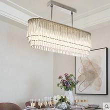 Moda casa de jantar lustre pós-moderno cristal de vidro retangular novo designer de prata modelo lâmpada da sala de jantar 2024 - compre barato