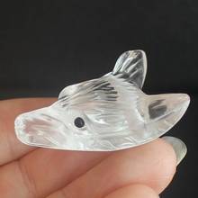 Natural quartz crystal carved crystal wolf head suitable for decoration crystal 2024 - buy cheap